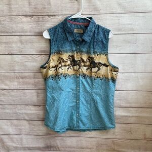 LEGACY FALLS HORSE PRINT‎ SLEEVELESS SHIRT